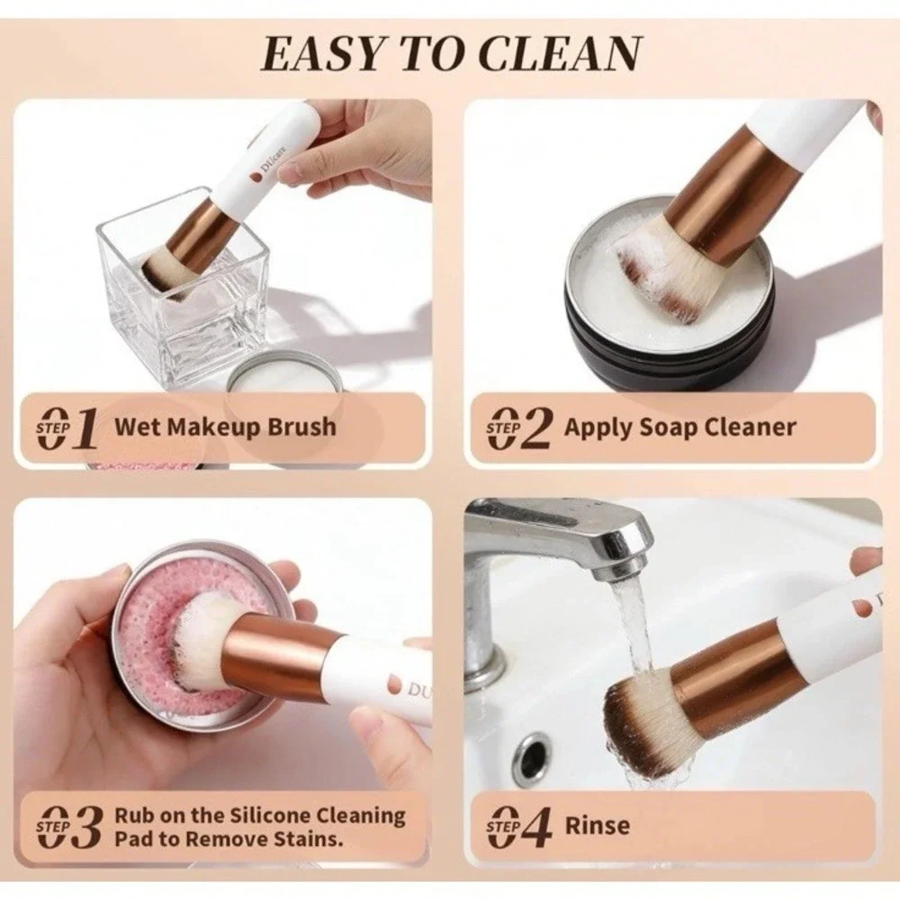 DUcare Flat Top Kabuki Foundation‎ Brush, Single Flat Foundation Brush